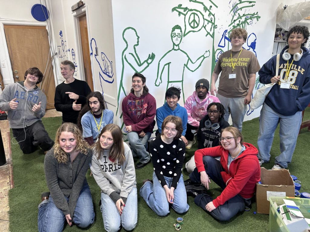 Quaker Youth Leadership Conference participants at Tape Art